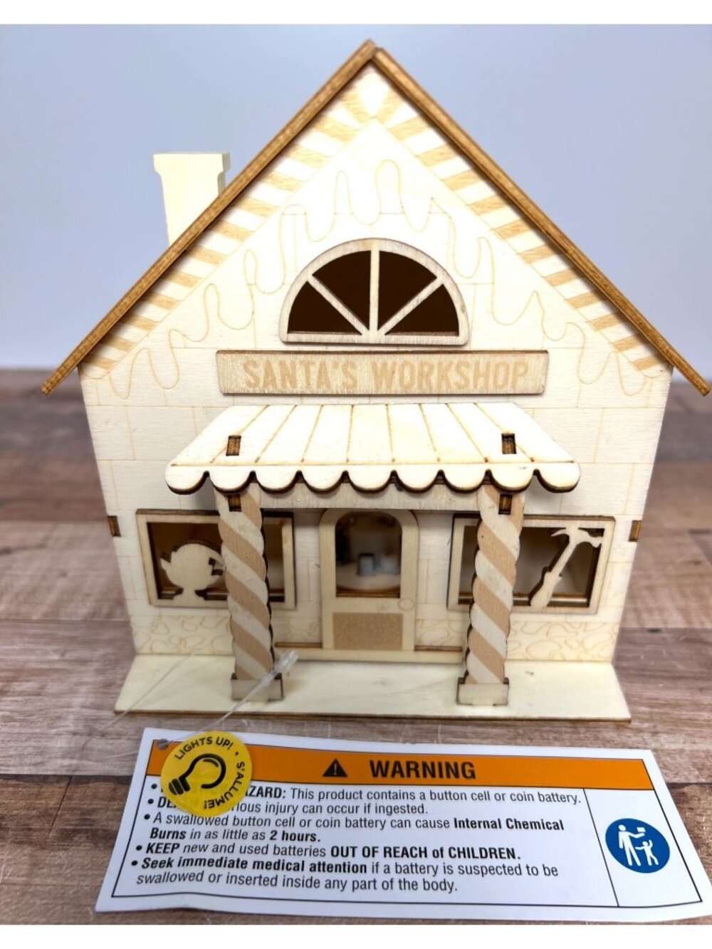 Santas Workshop Wooden LED Light-Up House Laser cut Can Be Painted Or Natural